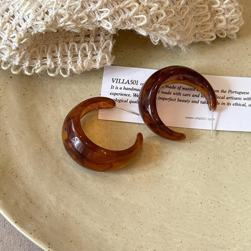 Серьги-пусеты Silver Needle Leopard Resin Geo Round, в стиле ретро Myer, нишевый дизайн для женщин