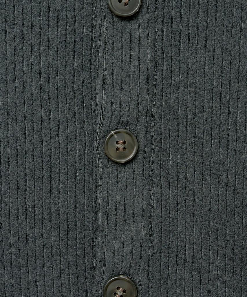 NOIRER Ribbed Henley Neck Long Sleeve T-Shirt (Dark Grey)