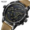 Мужские повседневные хронографы с кожаным ремешком, кварцевые спортивные наручные часы, водонепроницаемые мужские деловые часы Reloj Hombre