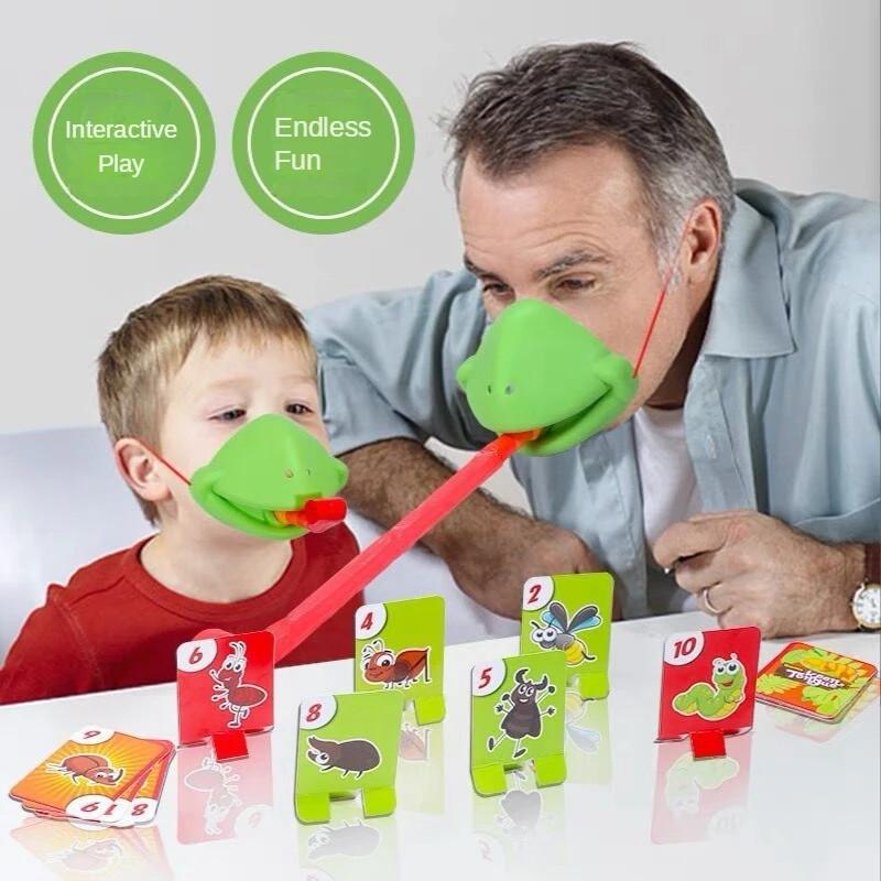 TikTok Funny Toys Frog Lizard Mask Wagging Tongue Lick Cards Board Games Parent-child Party Antistress Desktop Puzzle Game Toys