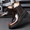 Осенний бренд ретро британский трендовый бренд полированные высокие кожаные туфли для мужчин модные удобные ботинки челси на толстой подошве