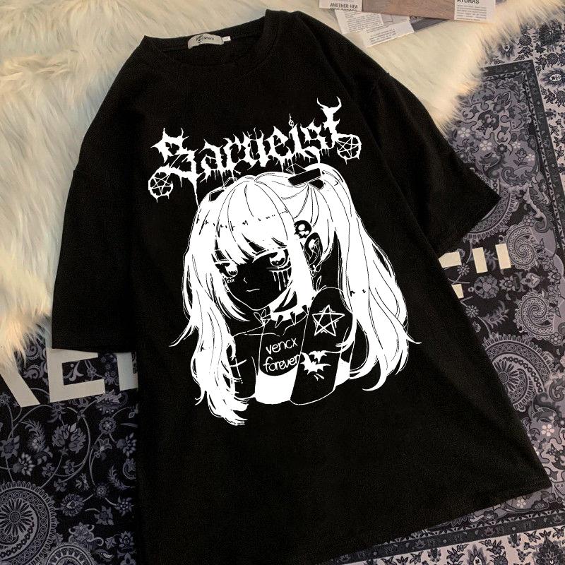 Femme Japanese Streetwear Harajuku Loose Oversized T Shirt Women Anime T Shirt Clothes Summer Graphic Top For Cartoon Tee Shirt