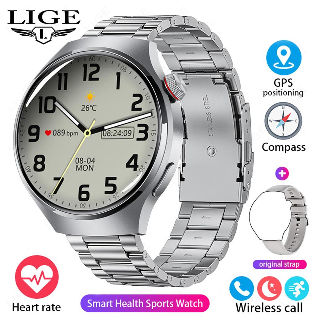 LIGE GT4 Original Smart Watch HD Full Touch Screen Multi-function Bluetooth Call Health Monitoring Sports Fitness Smart Bracelet Waterproof Men Watch