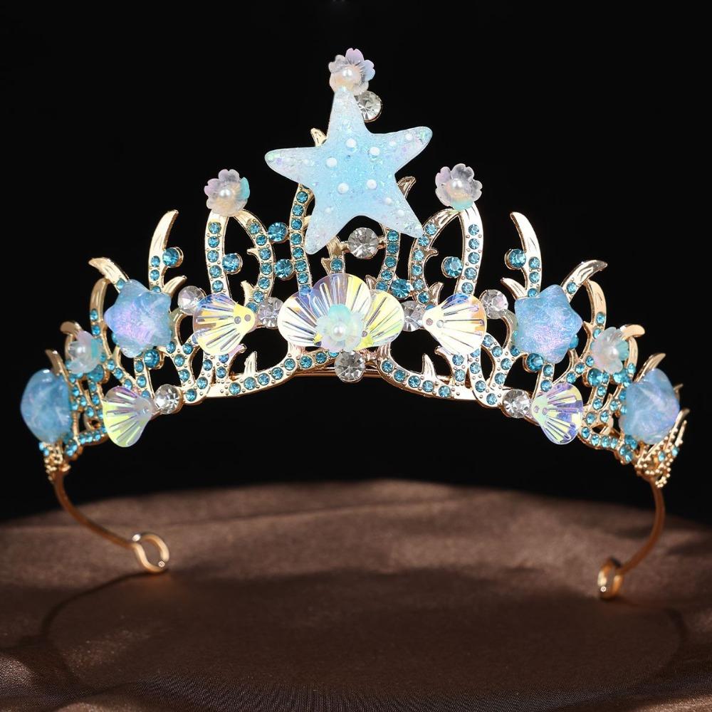 Tiaras Crystal Shell Mermaid Sea Star Crown Tiara Headband Bride Wedding Hair Accessories