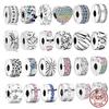 925 Sterling Silver Clear Pav éClip Charm Bead Fit Sweet Fasion Bracelet Necklace Fashion Jewelry Gift For Women