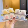 Заколка для волос 3D Кошачье ушко Плюшевая заколка для волос Мягкая пушистая Яркие цвета Закругленная металлическая зажим Заколка для детей Осенние зимние прически Школа Путешествия Вечеринка