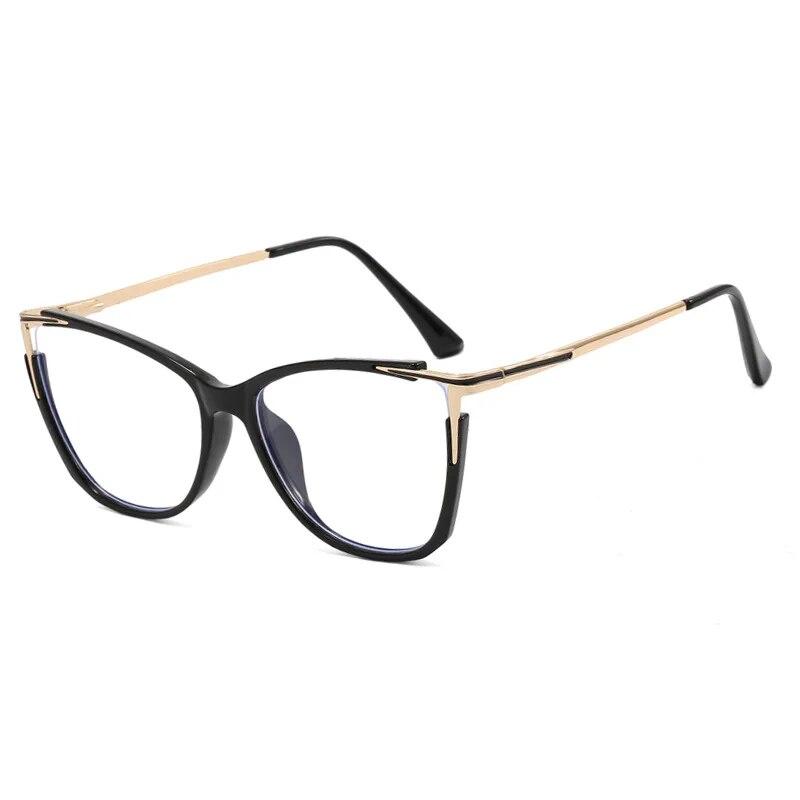 2023 New Fashion Women Anti Light Blue Cat Eye Glasses Frame Retro Hight Quality Luxury Optical Computer Reading Eyeglasses