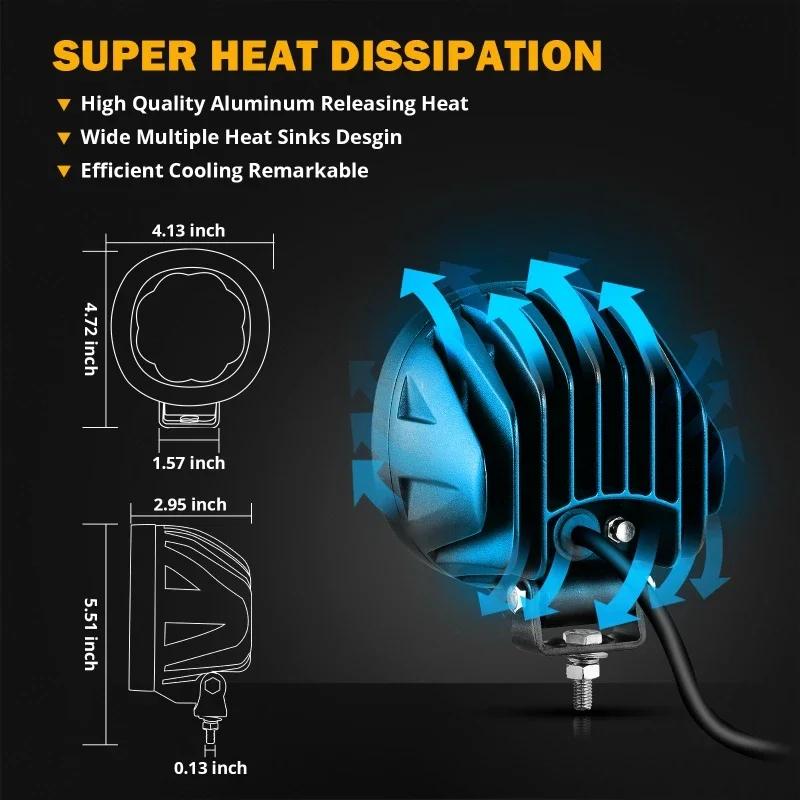 AUXBEAM 4-дюймовый светодиодный рабочий фонарь, янтарный/белый, точечный луч, для грузовика, пикапа, внедорожника