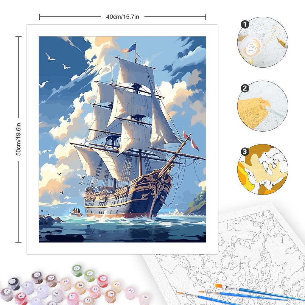 Рамка «сделай сам», картина по номерам, пейзаж, картина с лодкой, пейзаж, нулевая основа, ручная роспись, уникальный подарок, домашний декор 40x50 см