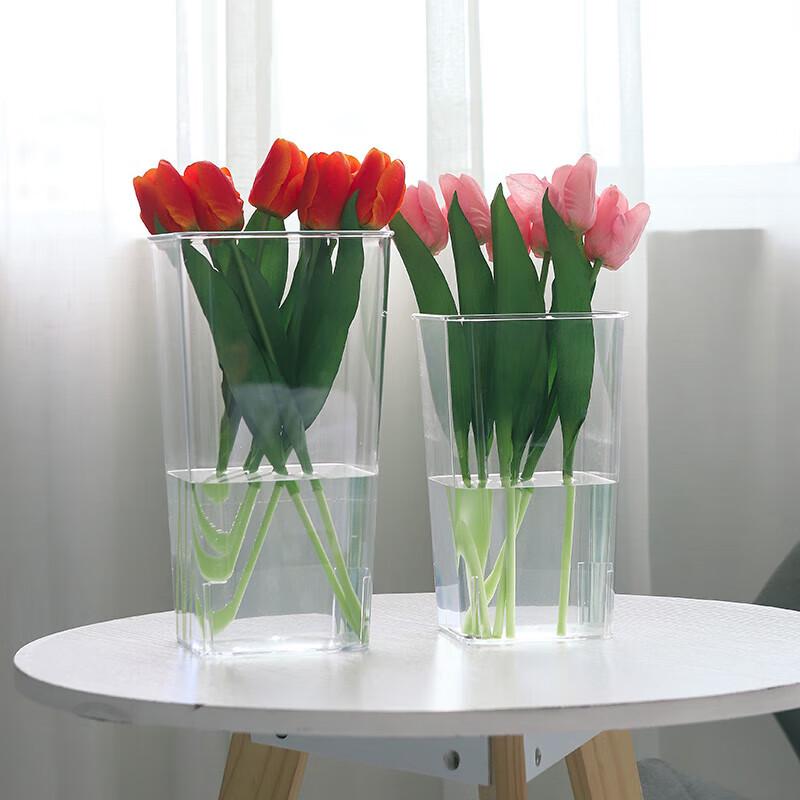 Transparent Square Acrylic Flower Rehydration Buckets with Handle