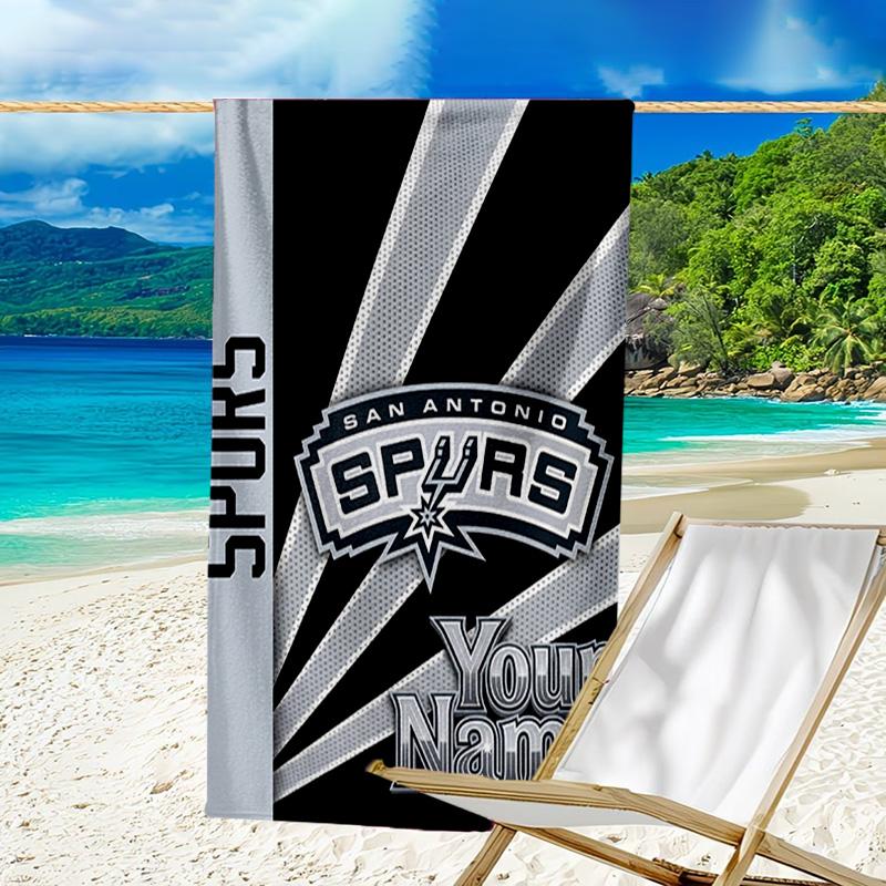 Custom Name Beach Towel San Antonio Logo Beach Towel, Soft Microfiber, Gift for Her/Him, Birthday, for Pool, Beach, Travel, Fan gifts