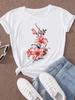 (Asian Size) Clothing Casual Tshirt Watercolor Flower Style Trend Women Short Sleeve Fashion Print Lady Tee Top Female Graphic T-shirts