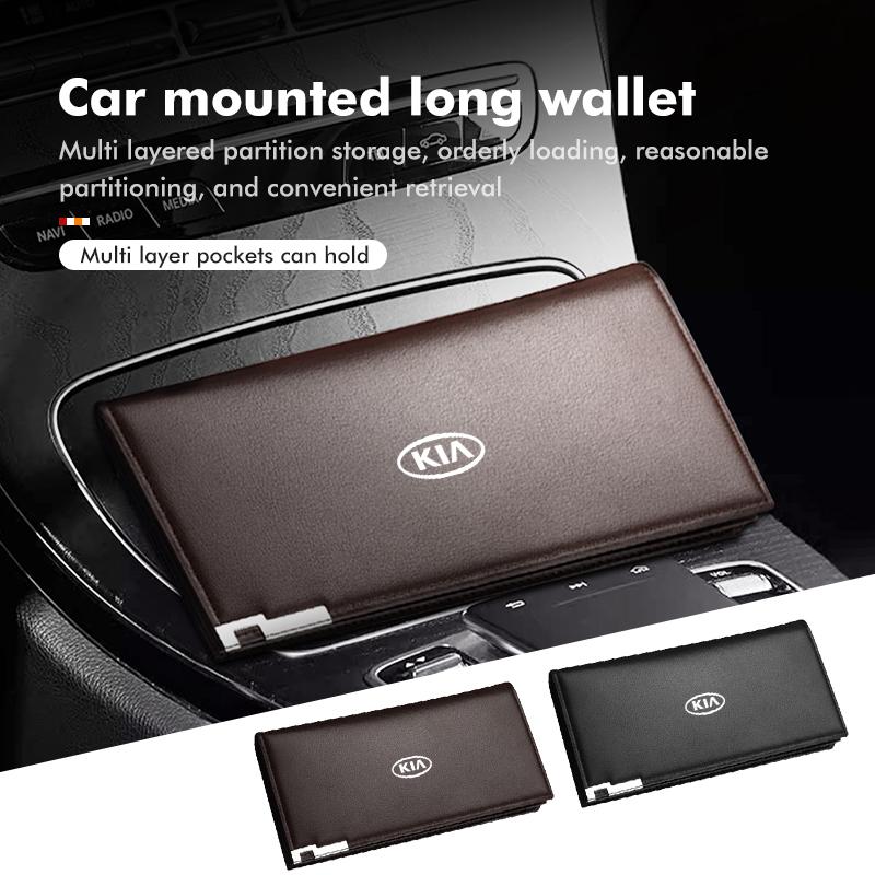 AANV1 Leather Car Emblem Credit Card Purse Portable Large Wallet For KIA Rio K5 K2 Sportage Ceed Sorento Picanto Stinger Soul