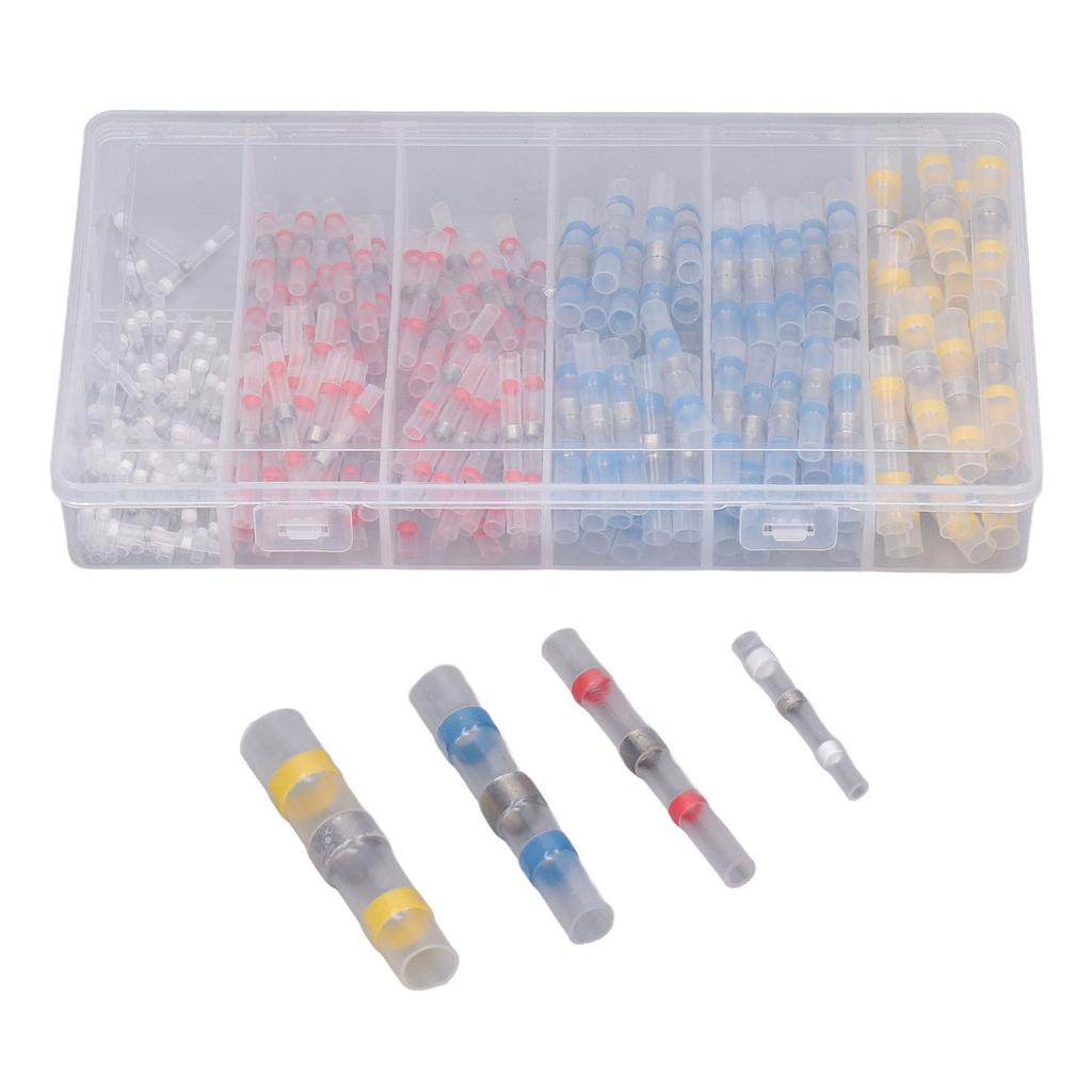 200 шт. термоусадочные провода соединительные клеммы стыковые обжимные водонепроницаемые изолированные набор