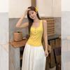 Pure desire u-neck button exposed clavicle sling vest women's summer new slim fit short sleeveless top