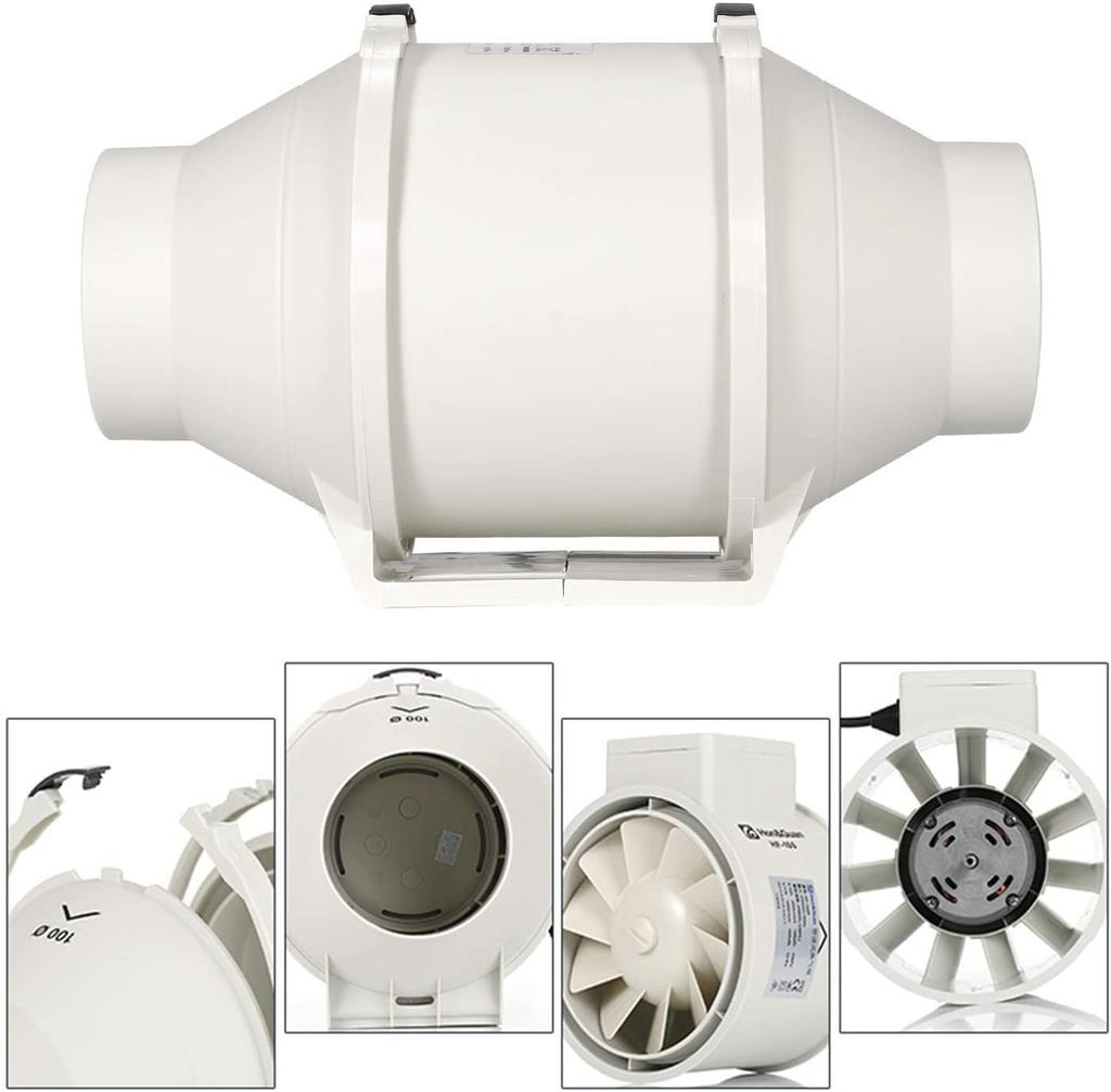 Канальный вентилятор 100мм Тихая система Зарегистрированный канальный вентилятор для покраски дома Круглый промышленный вентилятор Hon&Guan Мощный, Энергосберегающий, [Магазин с чеками]