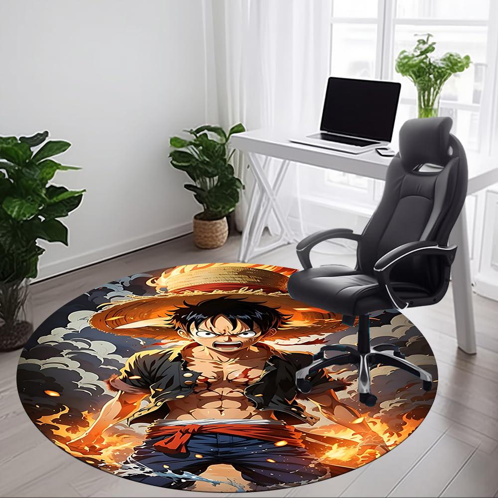 1 шт. Обезьяна Д. Круглый ковер с изображением Луффи из One Piece для офиса, под офисные стулья, спальни, гостиной, домашний декор a1022155