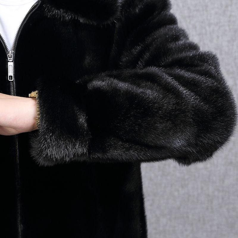 Зимняя высококачественная теплая мужская куртка из искусственного норкового меха, мужская меховая шуба плюс бархатная толстая норковая повседневная мужская одежда, парка, пальто