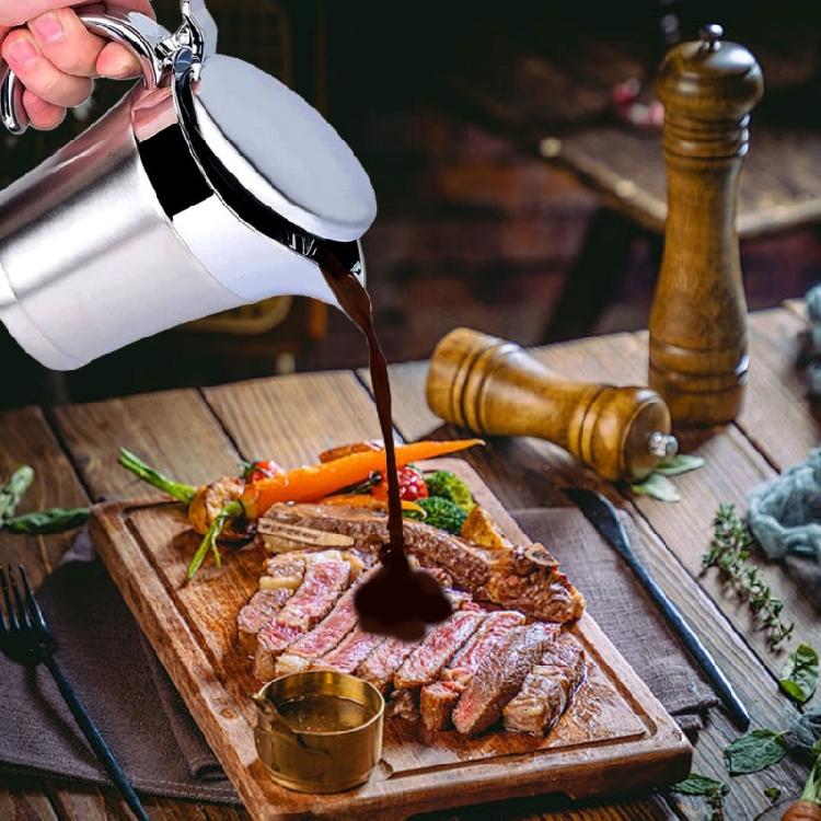 Beef Steak Gravy Dispenser Large Capacity Double Walled Insulated Stainless Steel Tomato Sauce Pots Kitchen Supplies