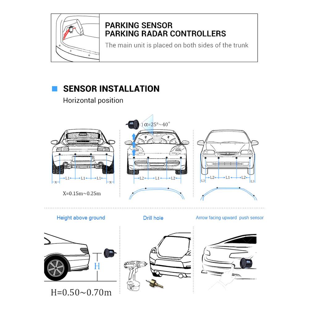 Комплект датчиков парковки с несколькими радарами, светодиодная подсветка, система отображения информации, помощник по резервному копированию, 4 датчика