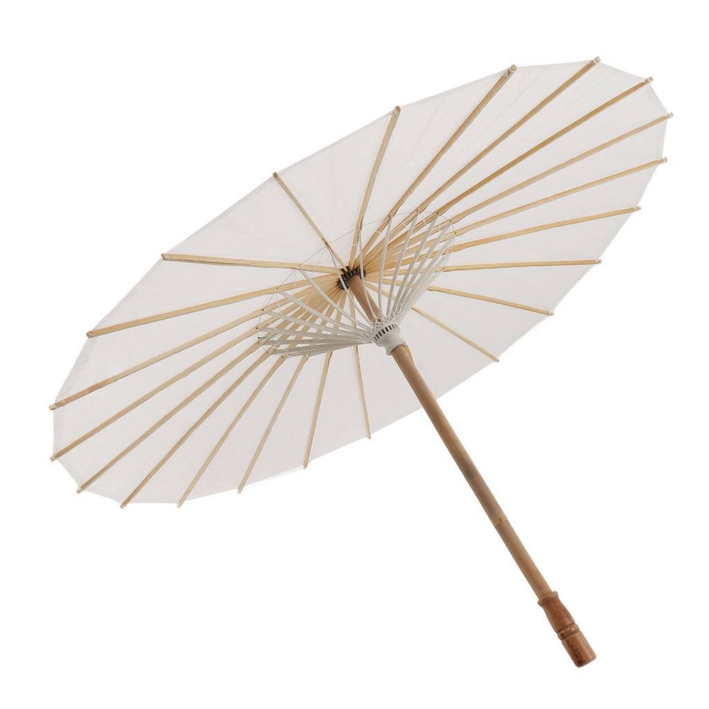 Kids Paper Parasol Bamboo and Paper Chinese Style Elegant White DIY Paper Umbrellas for Decoration