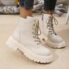 Fashion New Lace-up Elegant Work Boots Winter Round Toe Comfortable Sexy Thick-soled Non-slip Casual Riding Boots for Women