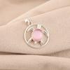 Pink Cat's Eye Gemstone 925 Stamped Silver Jewelry Handmade Pendant Gift For Her CP-2-43