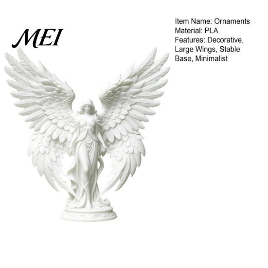 Feather Texture Angel Art 3D Printed Figurine with Large Wings, White Matte Statue, Spiritual Home Decor Aesthetic Minimalist Sculpture for