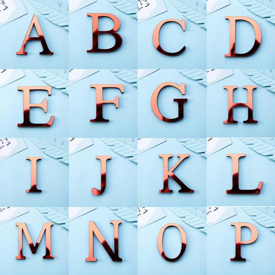 Mirror Letter Wall Sticker Acrylic English Letter Sticker Peel And Stick