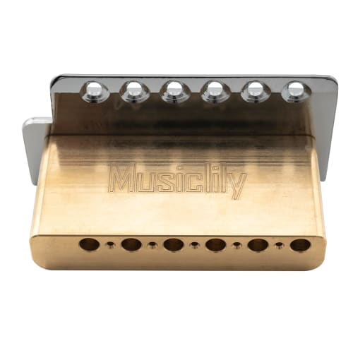 Musiclily Pro 10.5mm Modern 6-Point Tremolo Unit Bridge with 36mm Solid Brass Block for Squier Stratocaster Electric Guitars, Chrome
