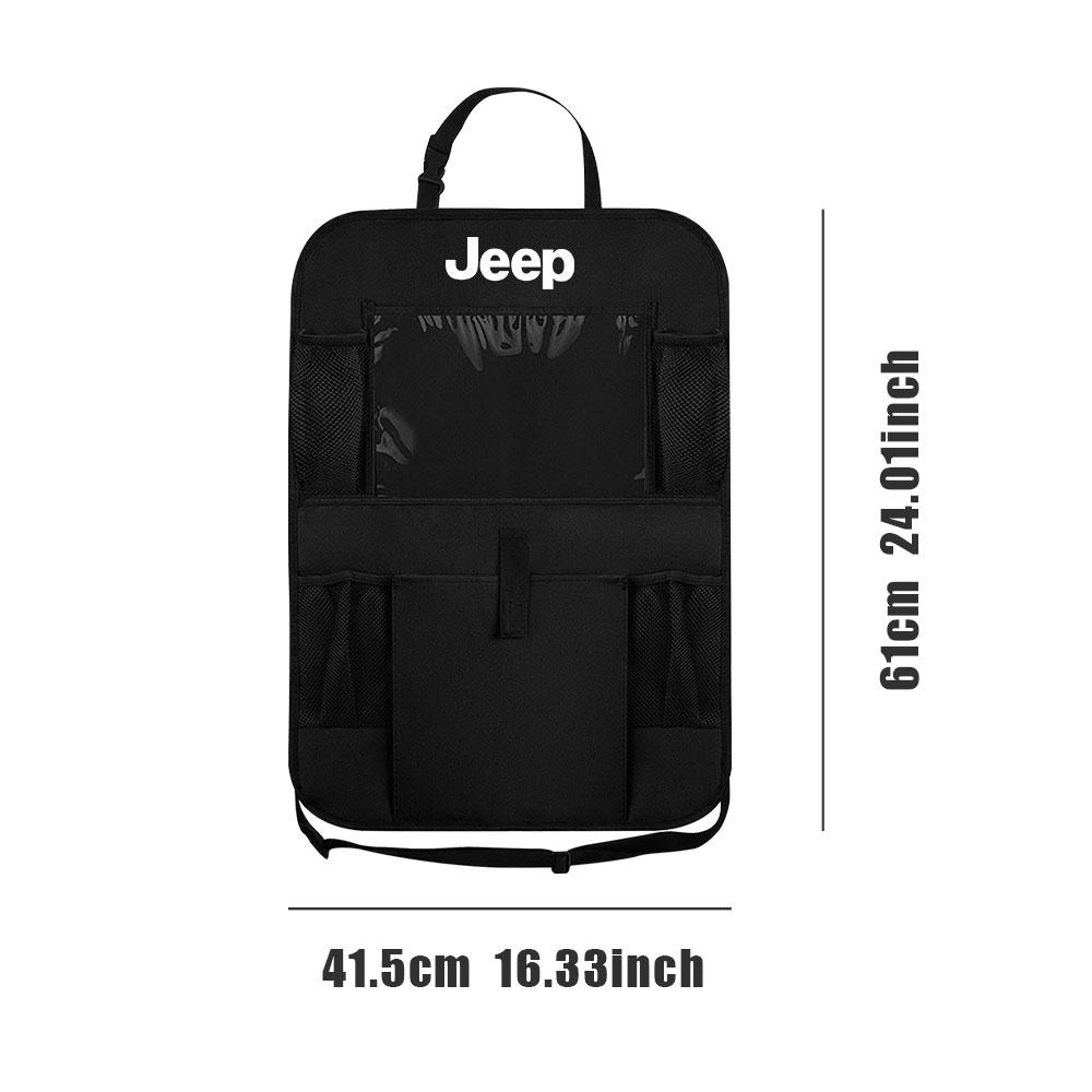 CQAHOI1 Car Interior Organizer Accessories Multi Pocket Seat Back Storage Bag For Jeep GrandCherokee Wrangler Gladiator Compass Renegade
