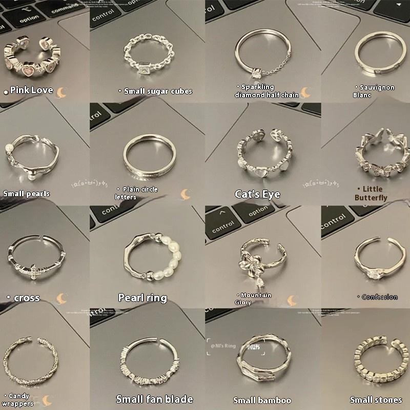 Korean Version Plain Ring Irregular 925 Sterling Silver Versatile Ring Women's Niche Ins Style Design Non-fading Combination Ring