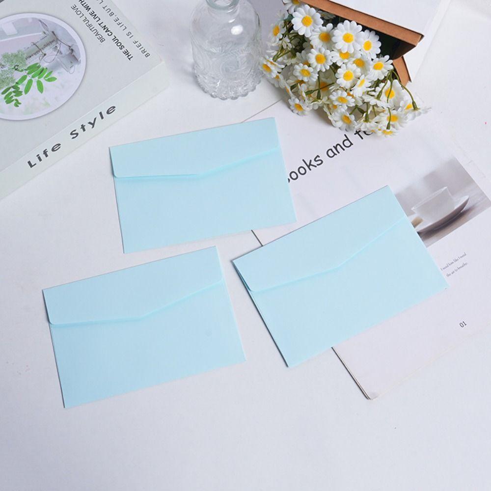 10pcs Blank Invitation Cards Candy Color Macaron Color Greeting Cards Packing Envelope Postcard