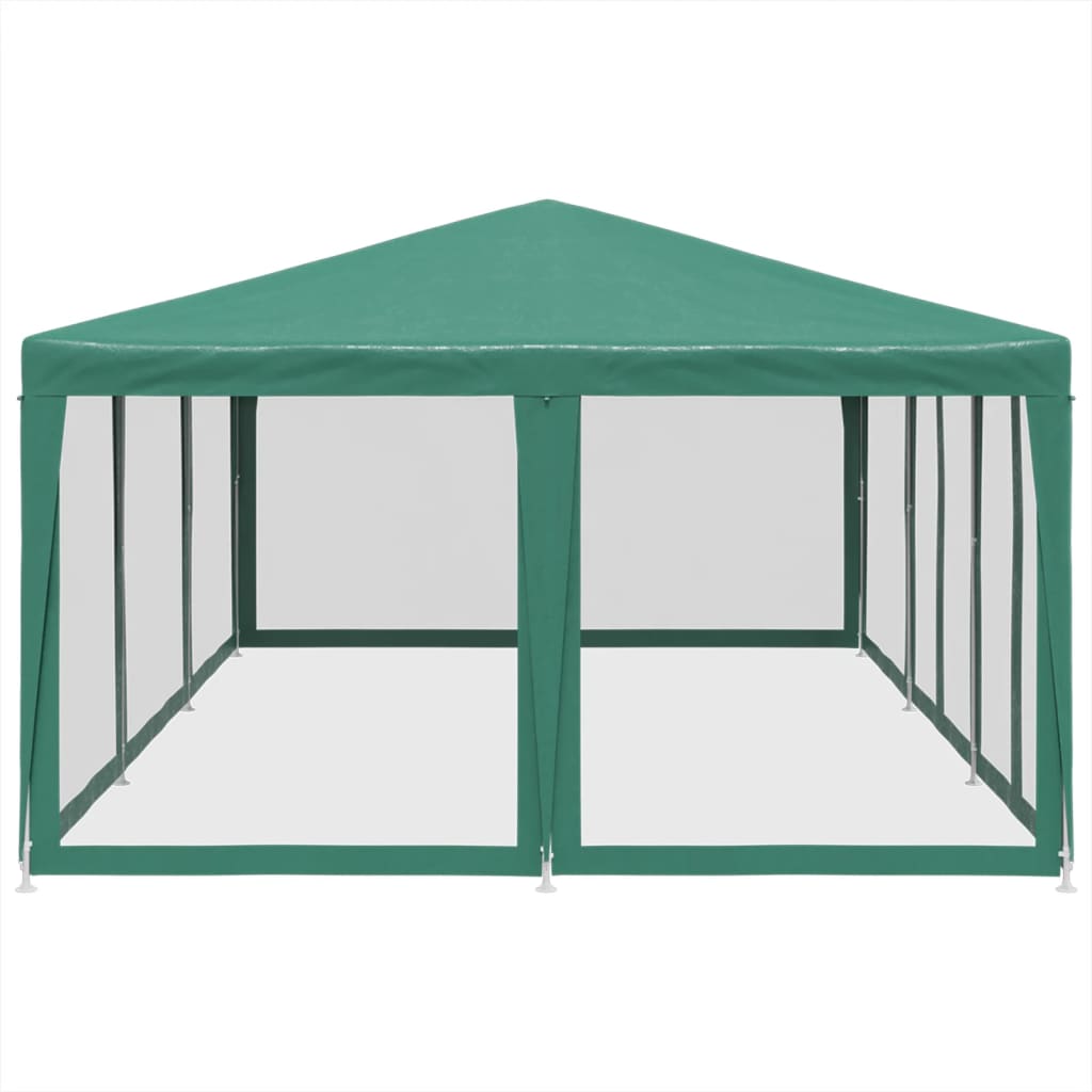Party Tent with 10 Mesh Side Panels Green 6x4 m HDPE