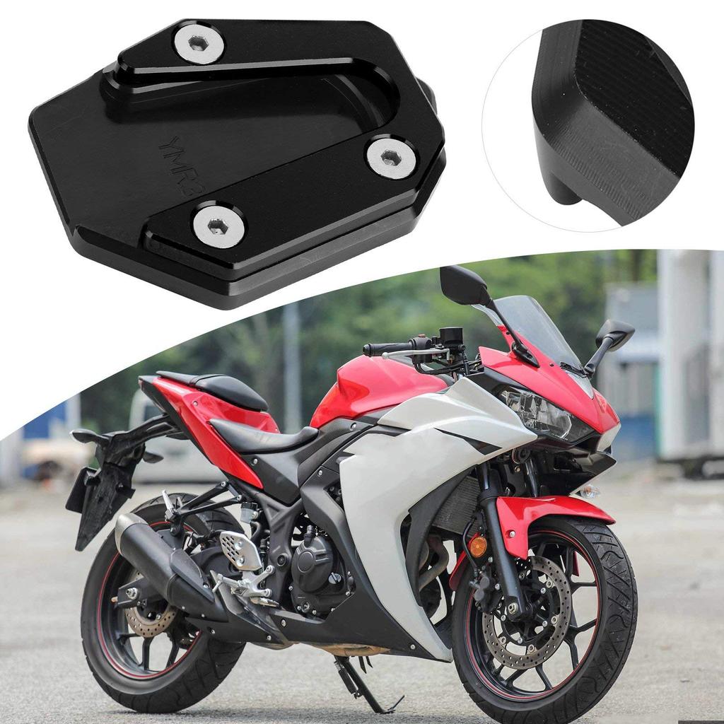 Side Stand Pad, Motorcycle Kickstand Pad, Extension Pad Support Plate Fits YMH YZF R25/YZF R3/MT‑25/MT‑03 14-19 (Black)