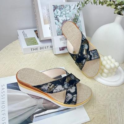 Женские шлепанцы на танкетке с толстой подошвой, крутые шлепанцы большого размера, новые шлепанцы-маффины с открытым носком, шлепанцы-одно слово