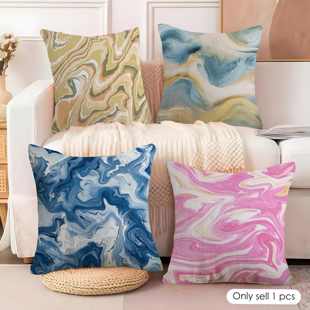 Marble pattern Cushion Cover Natural Linen Organic Fabric DoubleSided Printing Sofa Home Decor Gift Pillow Cover
