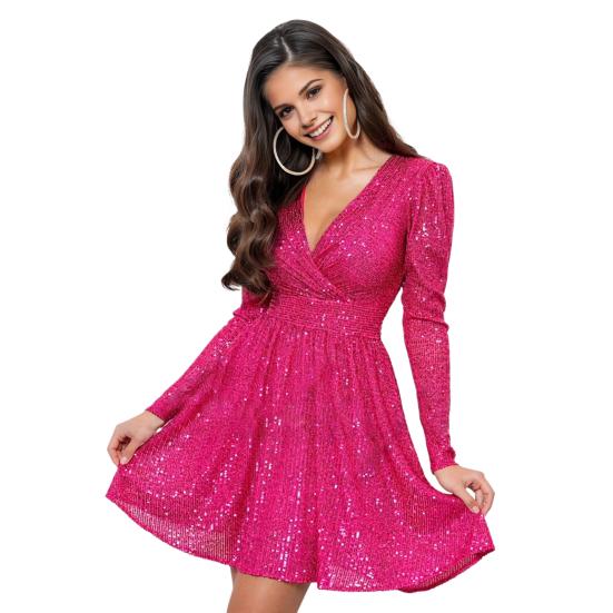 Женское сверкающее мини-платье с пайетками, длинное вечернее платье с V-образным вырезом, облегающее женское коктейльное платье для вечеринок, свадеб, клубов, выпускных вечеров