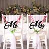 1 Pair Wooden Chair Signs Mr Mrs Chair Back Hanging Pendant With Ribbon Chair Decor For Wedding Decorations