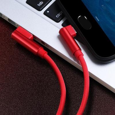 USB-кабель для быстрой зарядки, 90 градусов, 3 А, подходит для iPhone/Android/кабеля типа C. Нейлоновый кабель USB C.