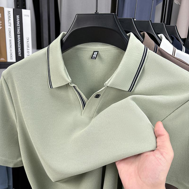 Качество бренда высокого класса Мужская рубашка-поло Простая однотонная с коротким рукавом Летняя футболка с лацканами Деловая Классическая Повседневная Мужская одежда