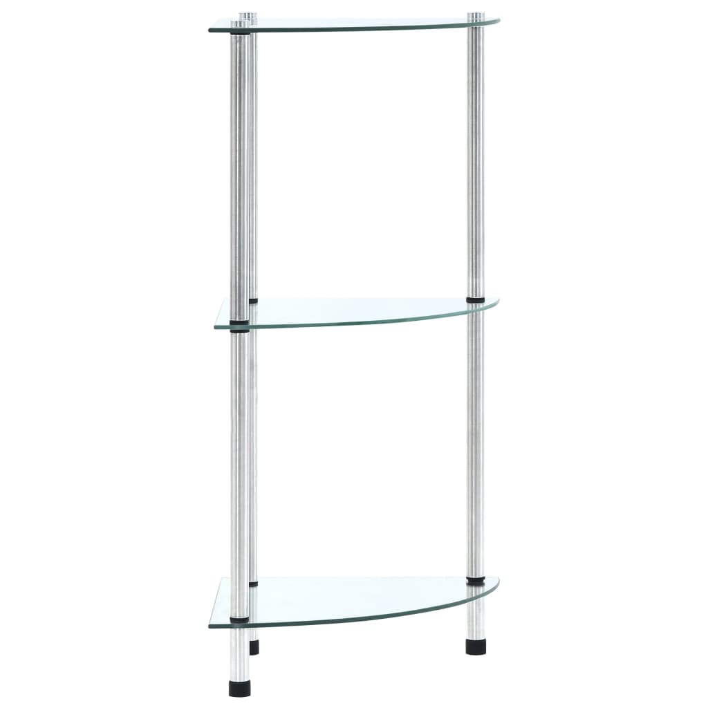 3 Shelf Transparent Display Shelf 30 x 30 x 67 cm Tempered Glass