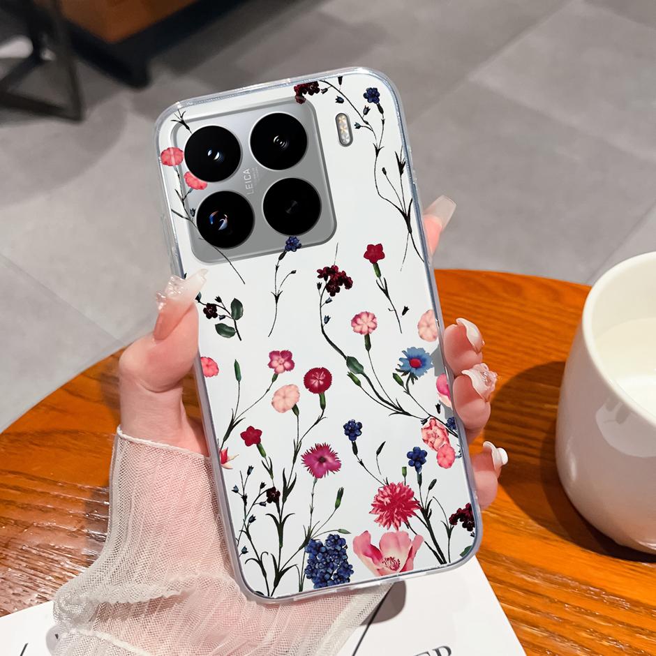 Cute Flower Case For Xiaomi 15 Pro Ultra Clear Soft Silicone Protective Bumper Cover For Xiaomi15Pro 15Ultra Anti Scratch Fundas