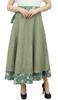 Phagun Summer Wear Reversible Floral Printed Cotton Olive Green Wrap Skirt