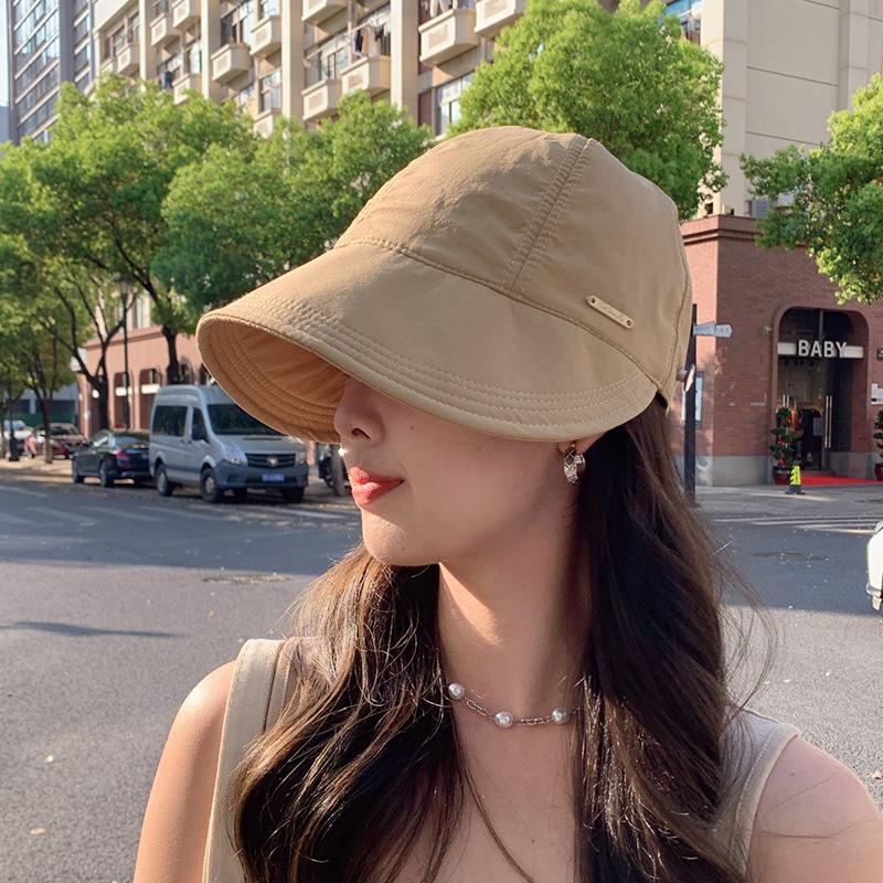 Quick-dry sun-protective fisherman hat, popular with female influencers, large head circumference, drawstring equestrian hat, outdoor UV protection