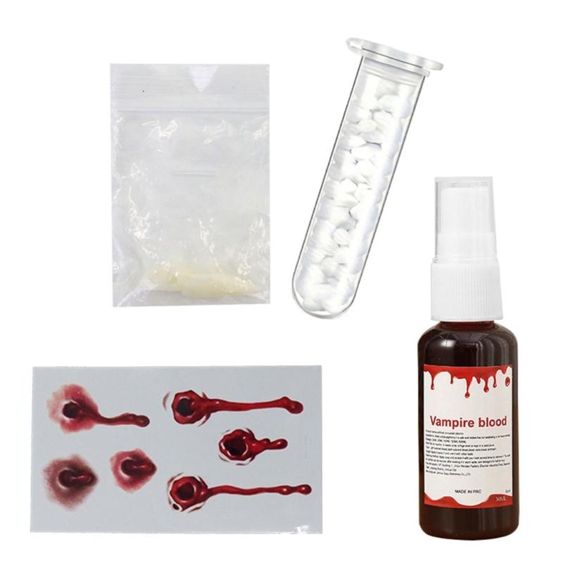 Realistic Vampires False Teeth Set With Blood Effect And Safe Dental Cosplay For Halloween Costume Accessories