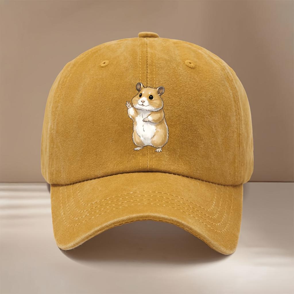 Hamster pattern baseball cap adjustable size peaked cap men and women same style simple trendy curved brim hat