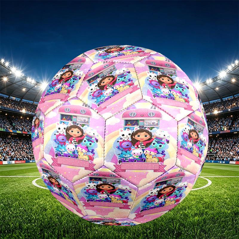 Gabby's Dollhouse Print Size 5 Soccer Ball, PU Wear Resistant Football for Match Training and Daily Practice, Birthday Gift for Soccer Fans