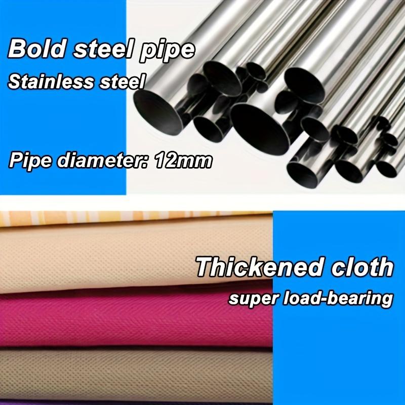 1set 3-column Simple Cloth Wardrobe, Floor Standing Clothes Storage Cabinet, Reinforced Steel Frame Cloth Wardrobe