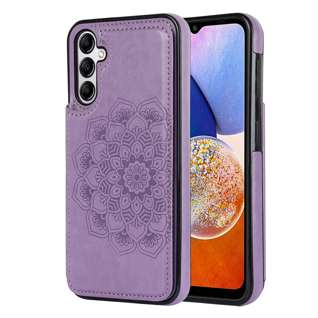 For Samsung Galaxy A15 5G Magnetic Phone Case Imprinted Mandala Flower Card Slots Cover